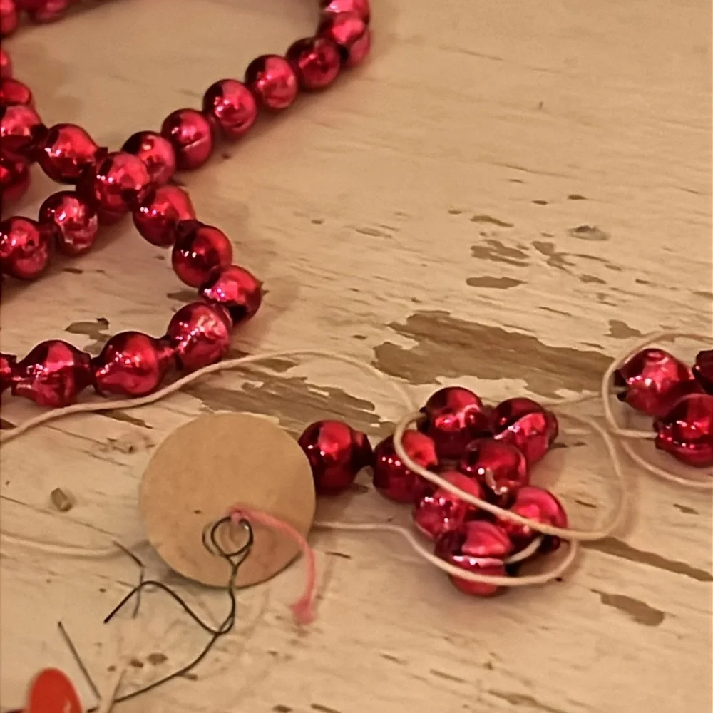 Antique Mercury glass pink garland strand small 88” plus extra